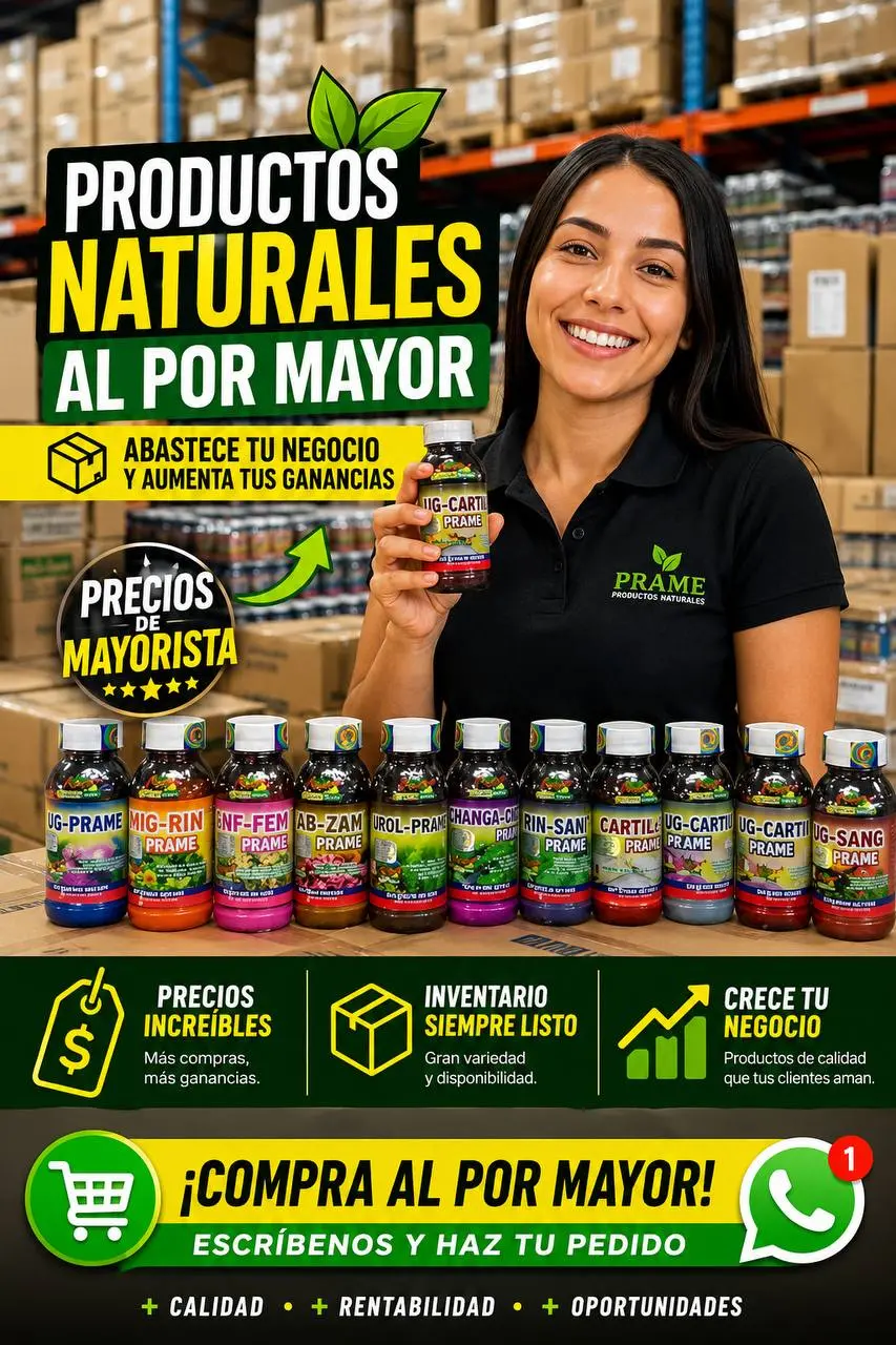 Presentación comercial de productos naturales PRAME al por mayor